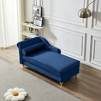 Streamdale Furniture Modern Upholstery Chaise Lounge Chair With Storage Velvet (Navy Blue)