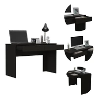 Simplie Fun Acre Writing Computer Desk, Two Drawers - Black