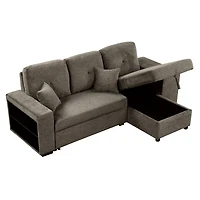Simplie Fun Knox Charcoal Sectional Sofa Bed with Storage Chaise