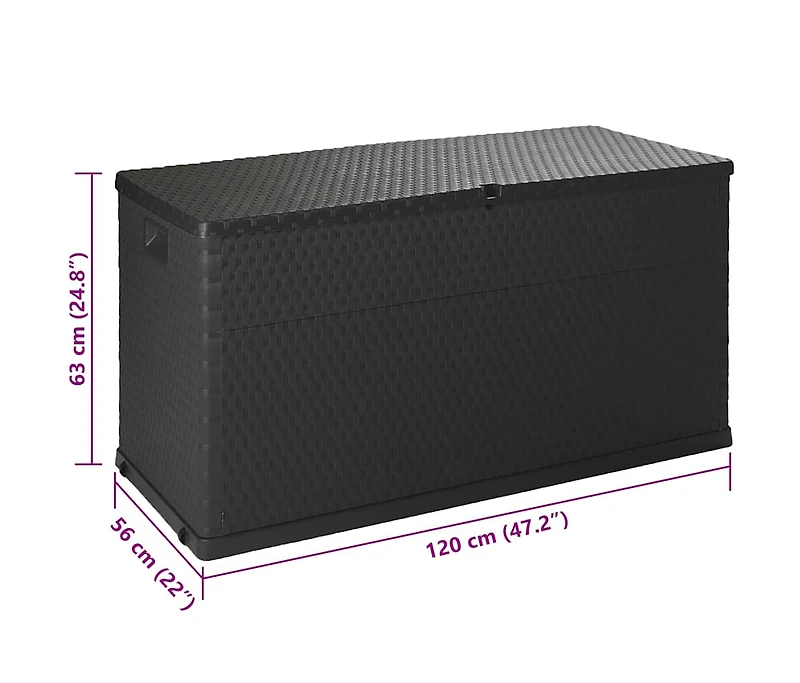 vidaXL Patio Storage Box Anthracite 47.2"x22"x24.8" Pp Rattan