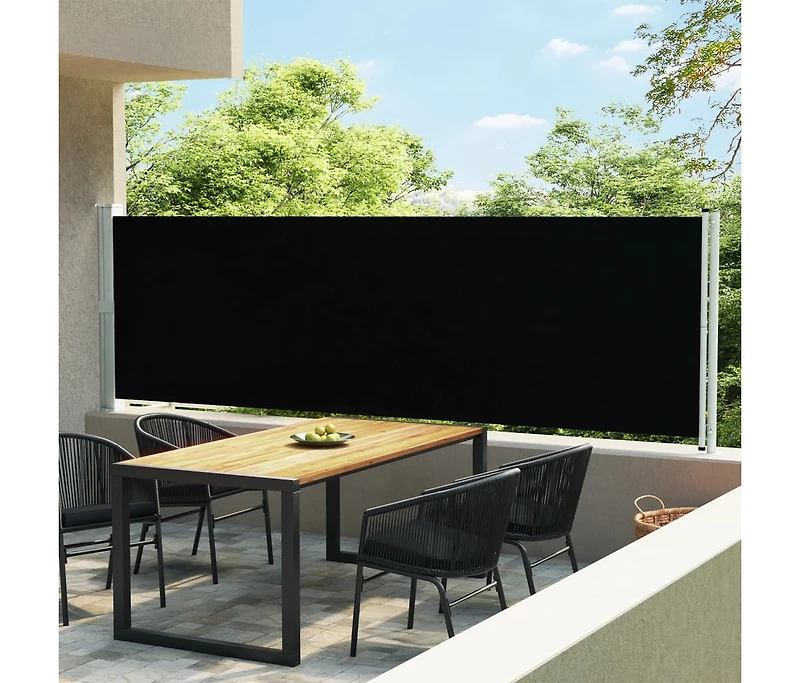 Patio Retractable Side Awning 55.1"x236.2" Black