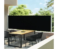 Patio Retractable Side Awning 55.1"x236.2" Black