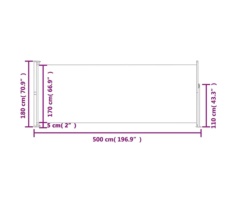 Patio Retractable Side Awning 70.9"x196.9" Gray