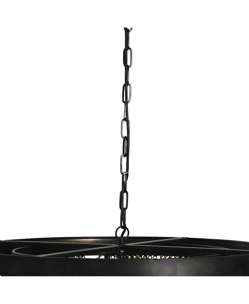 Storied Home 2-Tier Draped Wood Bead Chandelier Black