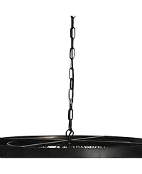 Storied Home 2-Tier Draped Wood Bead Chandelier Black