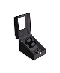 Bey-Berk Polished Ash Wood Two Watch Winder and Three Watch Storage