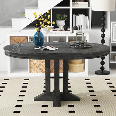 Streamdale Farmhouse Round Extendable Dining Table (Natural Wood)