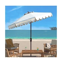 Safavieh Maui Single Scallop Striped 9Ft Crank Push Button Tilt Umbrella