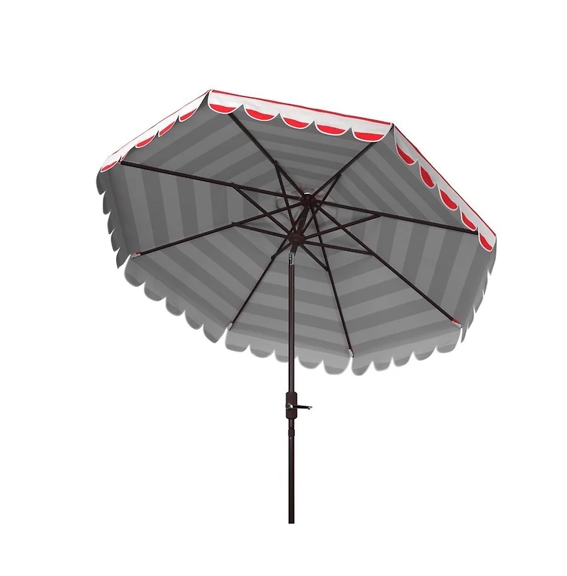 Safavieh Maui Single Scallop Striped 9Ft Crank Push Button Tilt Umbrella