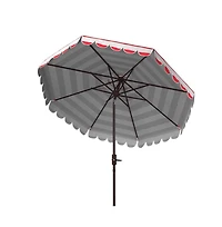 Safavieh Maui Single Scallop Striped 9Ft Crank Push Button Tilt Umbrella