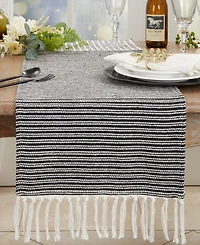 Saro Lifestyle Duo-Tone Stripe Table Runner, 16"x72"