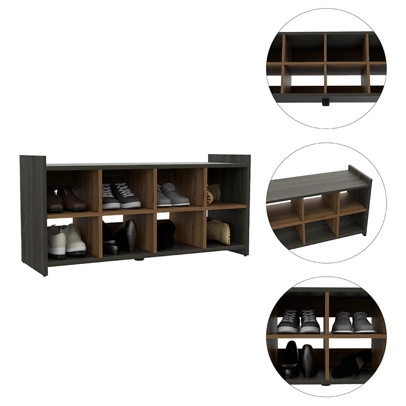 Streamdale Entryway Storage Unit, Eight Shoe Capacity - Espresso Mahogany