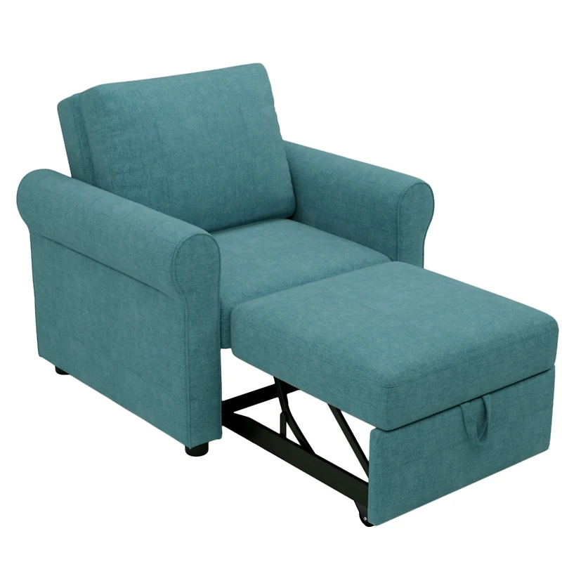 Streamdale Modern Teal 3-In-1 Sleeper Chair Bed