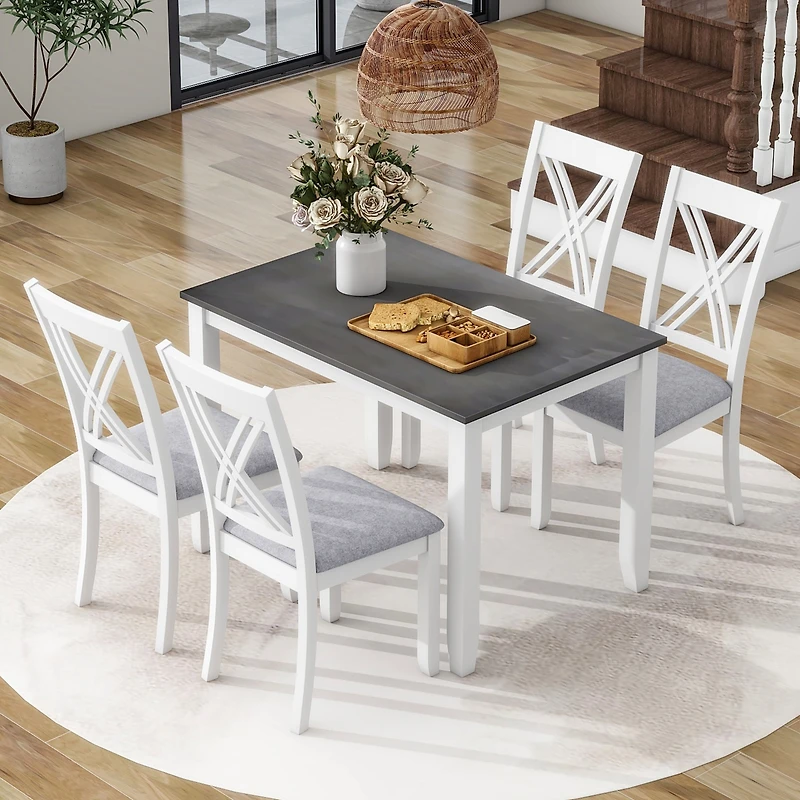 Streamdale Rustic 5-Piece Wood Dining Set for Small Spaces
