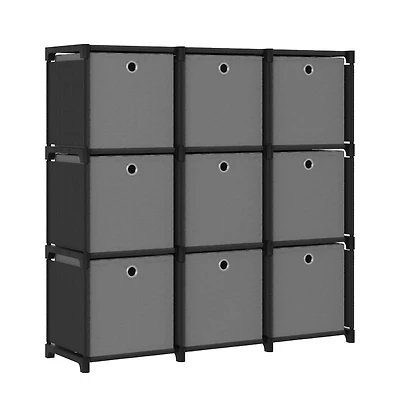 9-Cube Display Shelf with Boxes Black 40.6"x11.8"x42.3" Fabric