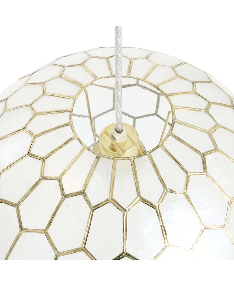 Storied Home Capiz Honeycomb Globe Pendant Light Capiz White Seashells