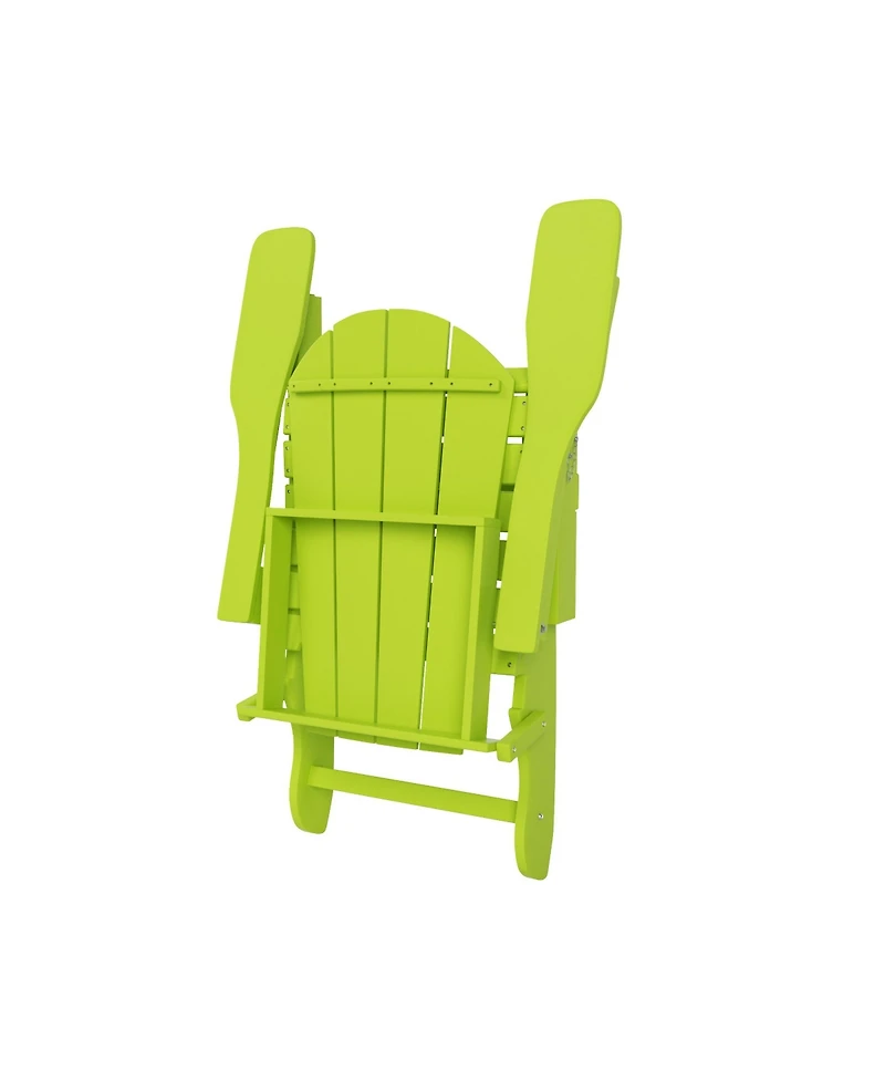 WestinTrends 7 Piece Set Outdoor Folding Adirondack Chairs with Coffee Table Side