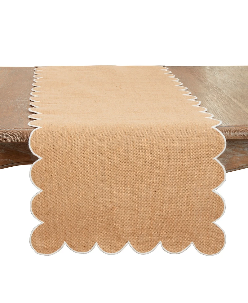Saro Lifestyle Rustic Chic Scalloped Table Runner, 16"x72"
