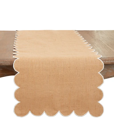 Saro Lifestyle Rustic Chic Scalloped Table Runner, 16"x72"