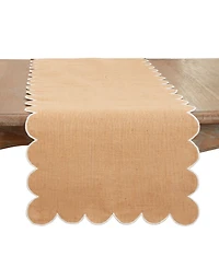 Saro Lifestyle Rustic Chic Scalloped Table Runner, 16"x72"