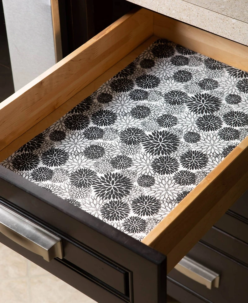 Design Imports Fridge Shelf Liner Collection Non-Adhesive, Cut to fit, Machine Washable, 12x120", Black Dahlia, 2 Piece