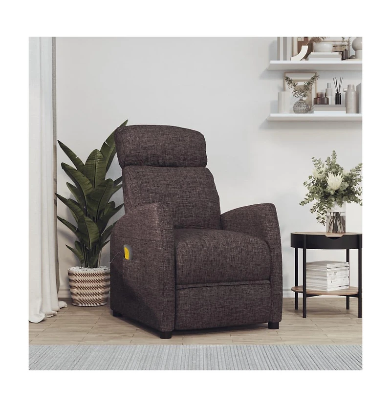 Massage Recliner Dark Brown Fabric