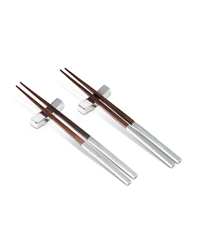 Bey-Berk Set of Two Silver Plated and Chop sticks with Rests