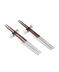 Bey-Berk Set of Two Silver Plated and Chop sticks with Rests