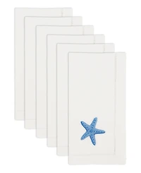 Saro Lifestyle Embroidered Starfish Serenade Napkin Set of 6, 20"x20"