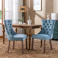 Streamdale Furniture Modern Velvet Dining Chairs 2-pcs Set, Light Blue