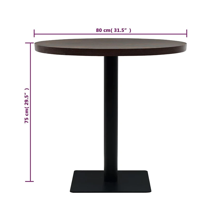 vidaXL Bistro Table Mdf and Steel Round 31.5"x29.5" Dark Ash