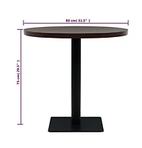 vidaXL Bistro Table Mdf and Steel Round 31.5"x29.5" Dark Ash