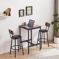 Streamdale Furniture Rustic Brown Bar Table Set with 2 Stools, 23.62" W X 23.62" D X 35.43"
