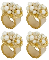 Saro Lifestyle Beaded Radiance Resin Napkin Ring Set of 4