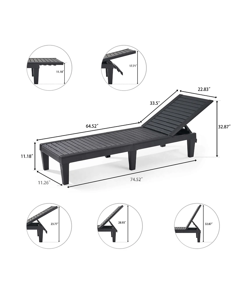 Adjustable & Waterproof Outdoor Patio Chaise Lounge Chairs