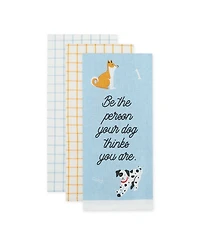 Design Imports Everyday Pets Kitchen Collection Absorbent Dishtowel Set, 18x28", Dog Person, 3 Count