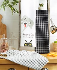 Design Imports Everyday Pets Kitchen Collection Absorbent Dishtowel Set, 18x28", Beware, 3 Count