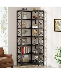 Tribesigns 7 Shelf Corner Bookcase, Industrial Large Corner Bookshelf