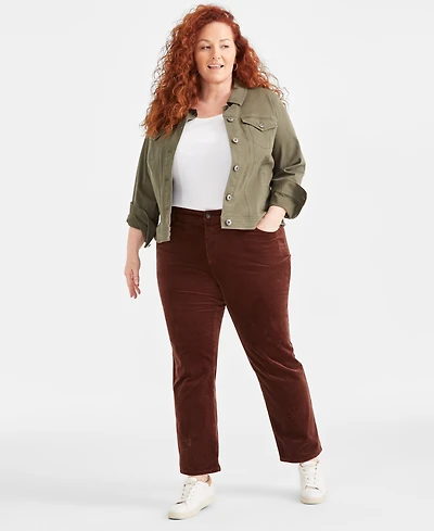 Style & Co Plus High-Rise Straight-Leg Corduroy Pants, Created for Macy's