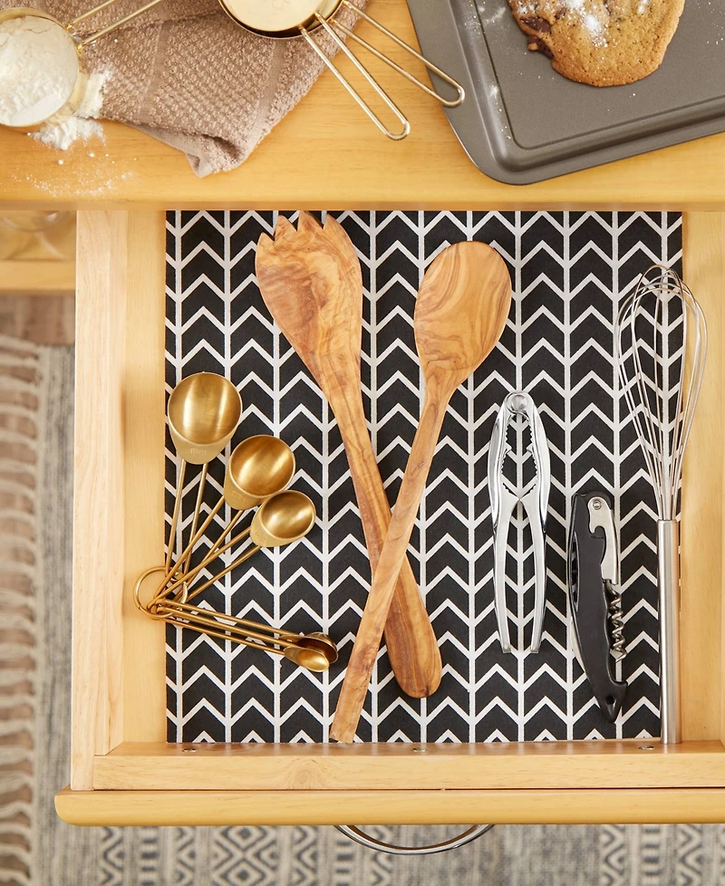 Design Imports Fridge Shelf Liner Collection Non-Adhesive, Cut to fit, Machine Washable, 12x120", Herringbone
