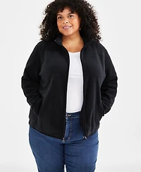 Style & Co Plus Solid Polar Fleece Zip-Front Jacket, Exclusively at Macy's