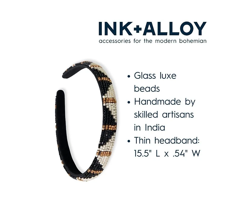 Sadie Alternating Triangles Thin Luxe Headband Black/white