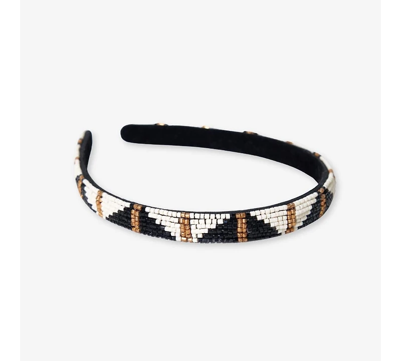 Sadie Alternating Triangles Thin Luxe Headband Black/white