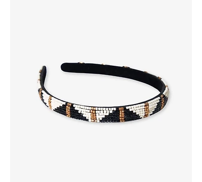 Sadie Alternating Triangles Thin Luxe Headband Black/white
