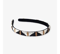 Sadie Alternating Triangles Thin Luxe Headband Black/white