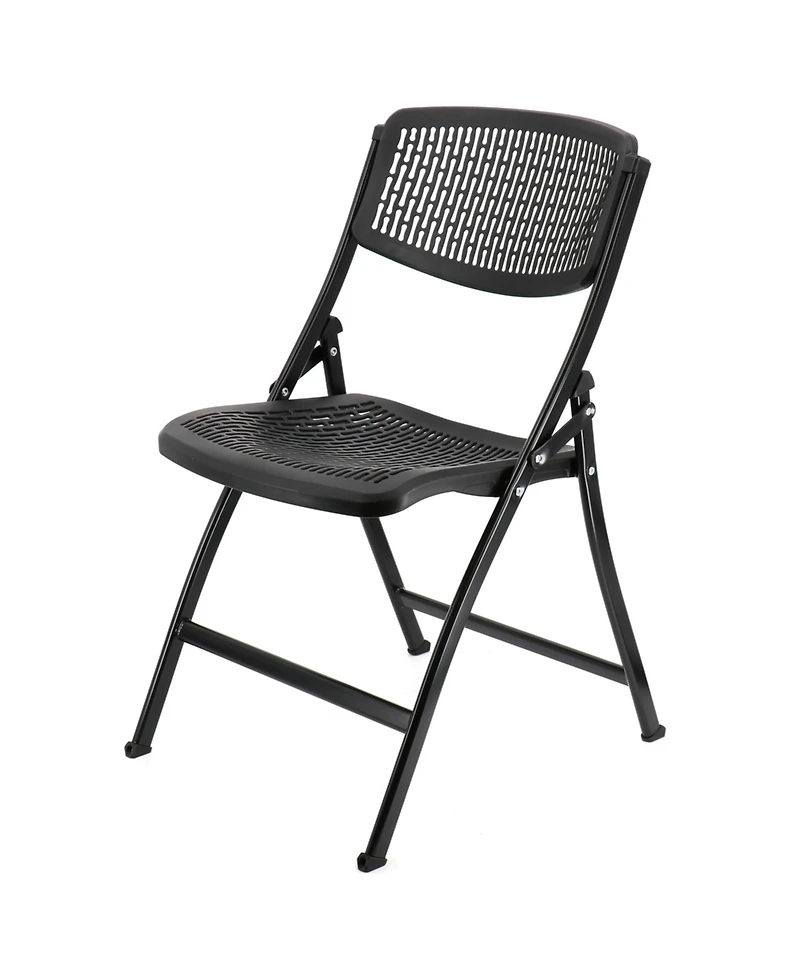 Elama 4 Piece Plastic Mesh Folding Chair in Black