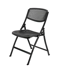 Elama 4 Piece Plastic Mesh Folding Chair in Black