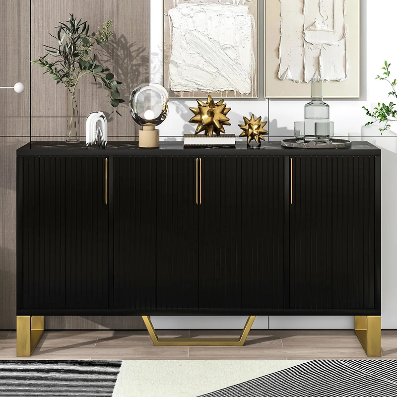 Streamdale Modern Kitchen Cabinet Sideboard with Doors, Metal Accents, Adjustable Shelves