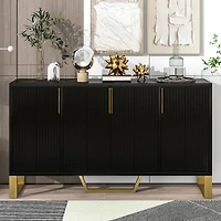 Streamdale Modern Kitchen Cabinet Sideboard with Doors, Metal Accents, Adjustable Shelves
