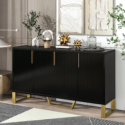 Streamdale Modern Kitchen Cabinet Sideboard with Doors, Metal Accents, Adjustable Shelves